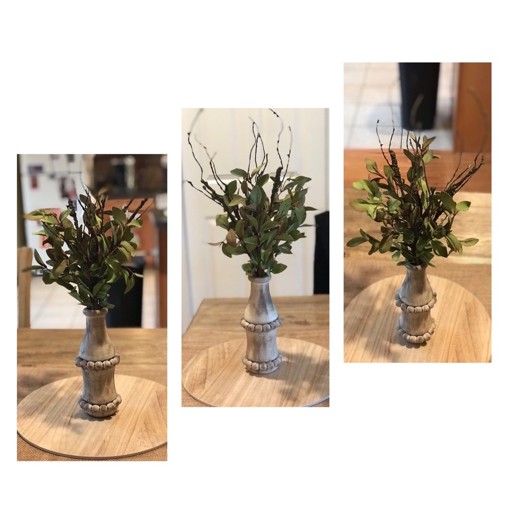 White Wooden Vase With Greenery